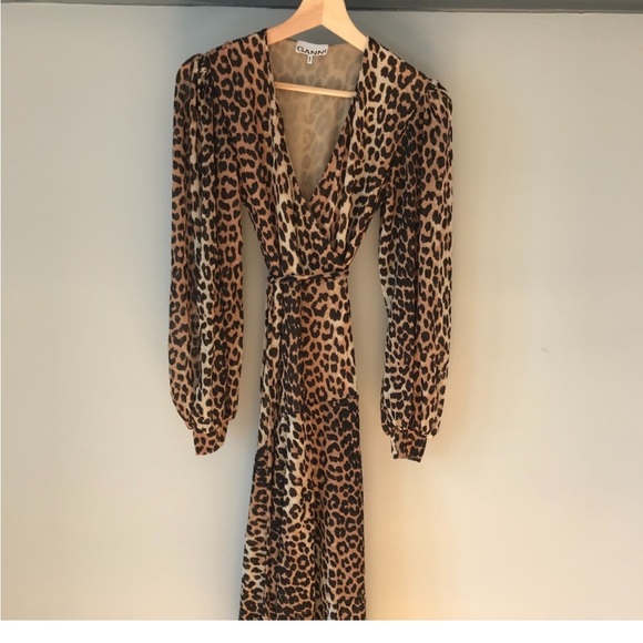 Ganni leopard animal print dress NWOT - Picture 2 of 12
